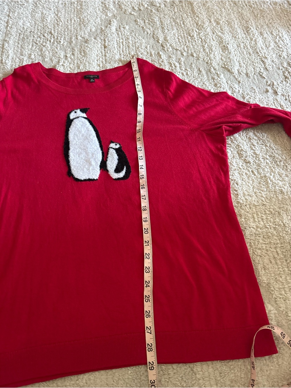 Talbots Supersoft Cotton Cashmere Penguin Crewneck Sweater Red Size 2X - Picture 8 of 8